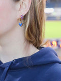 Blue Stone Huggies – Nickel & Suede Gold Plated Hoops with Blue Stone Charm Huggies - YinzerShop