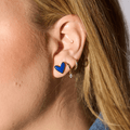 Blue Stone Studs - Nickel & Suede Sweetheart Heart Shape Earrings Gold Detail Stud Earrings - YinzerShop