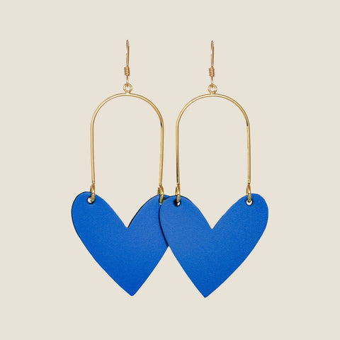 Blue Sweethearts Leather Earrings Nickel & Suede