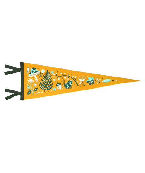 Brave the Woods Pennant - Wool Felt Banner | Outdoor Adventure Decor, Botanical Wall Art Pennant - YinzerShop