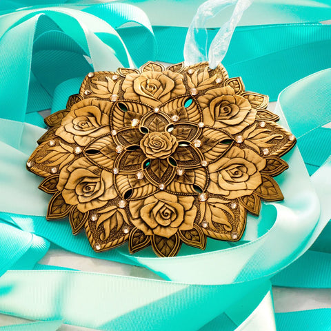 Bronze Rose Ornament – Handcrafted Austrian Crystal Decor by Wendell August Forge Ornament - YinzerShop