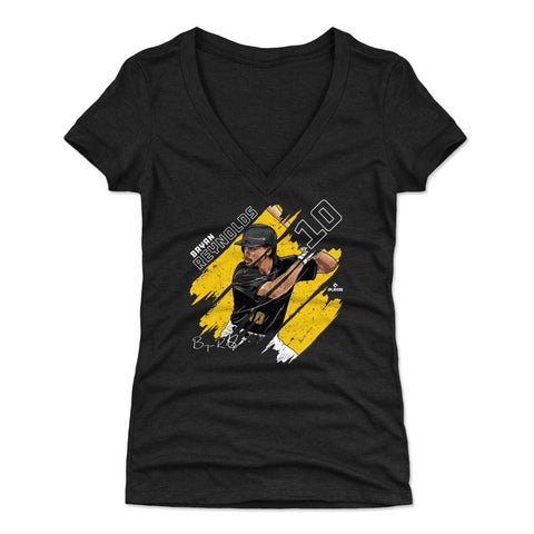 Bryan Reynolds Slim Fit V-Neck T-Shirt – White Striped Short Sleeve Tee, Lightweight Soft Fabric Women's V-Neck T-Shirt - YinzerShop