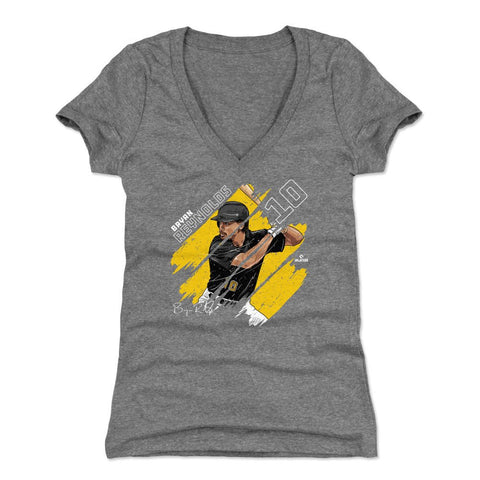 Bryan Reynolds Slim Fit V-Neck T-Shirt – White Striped Short Sleeve Tee, Lightweight Soft Fabric Women's V-Neck T-Shirt - YinzerShop