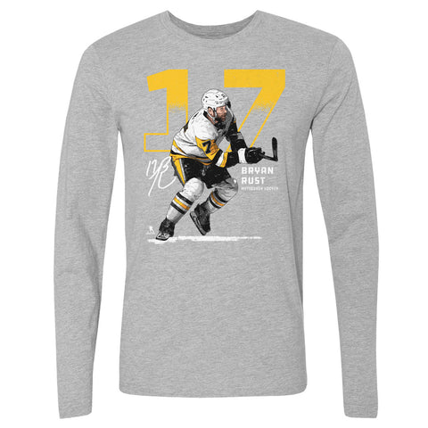 Bryan Rust Shirt - Pittsburgh T-Shirt | Long Sleeve Cotton Crewneck Tee Men's Long Sleeve T-Shirt - YinzerShop