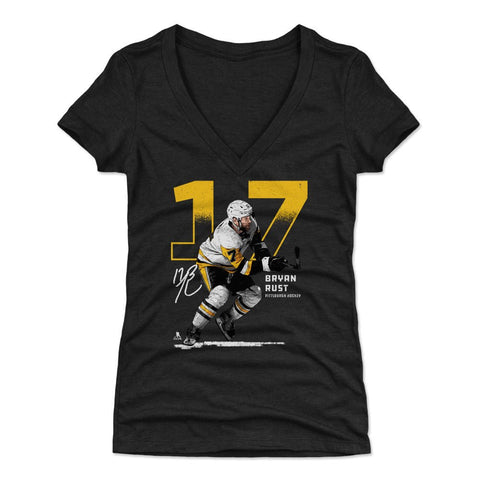 Bryan Rust T-Shirt – Pittsburgh Hockey Shirt | Slim Fit V-Neck Tee Women's V-Neck T-Shirt - YinzerShop