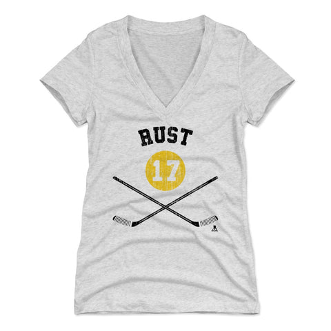 Bryan Rust Womens V Neck T Shirt - Slim Fit Tri Blend Fabric Tee for Sports Fans Women's V-Neck T-Shirt - YinzerShop