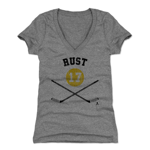 Bryan Rust Womens V Neck T Shirt - Slim Fit Tri Blend Fabric Tee for Sports Fans Women's V-Neck T-Shirt - YinzerShop