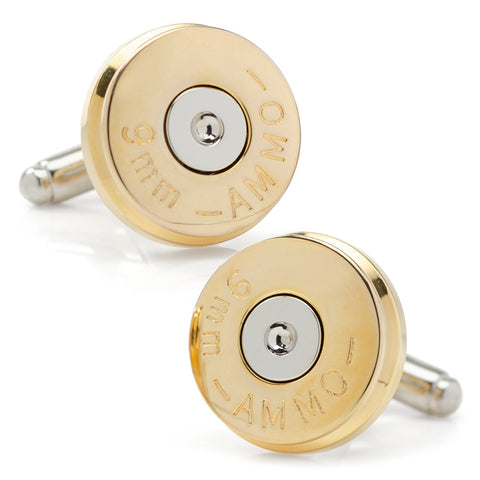 Bullet Cufflinks - Men's 9mm Bullet Back Durable Metal Cufflink Accessories Cufflinks - YinzerShop