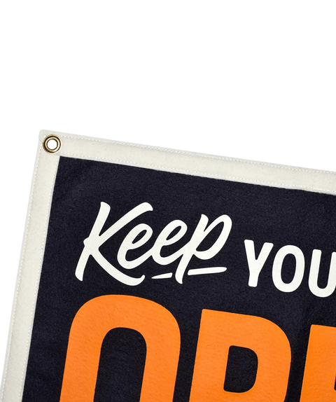 Camp Flag by Cody Weiler • Black Cream Orange Wool Felt Banner • Inspirational Decor Camp Flag - YinzerShop