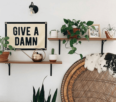 Camp Flag - Give A Damn Cream Black Flag | Oxford Pennant Motivational Decor Camp Flag - YinzerShop