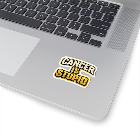 Cancer Awareness Sticker – Bold Vinyl Decal With Distressed Design & Yellow Ribbon Paper Products - YinzerShop
