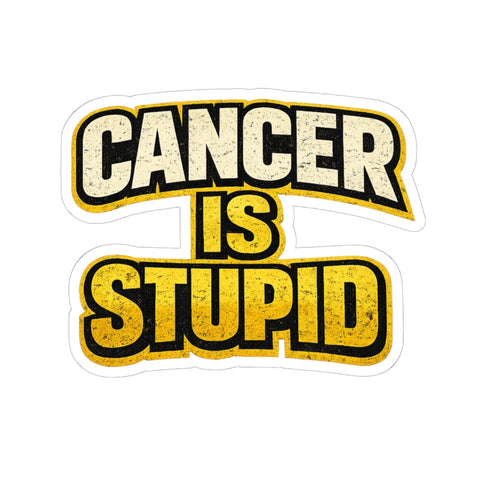 Cancer Awareness Sticker – Bold Vinyl Decal With Distressed Design & Yellow Ribbon Paper Products - YinzerShop
