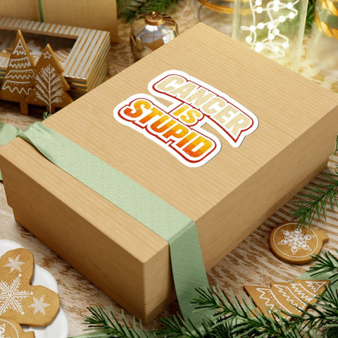Cancer Is Stupid Sticker Burnt Orange & Yellow Distressed Paper Products - YinzerShop