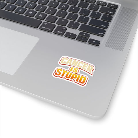 Cancer Is Stupid Sticker Burnt Orange & Yellow Distressed Paper Products - YinzerShop