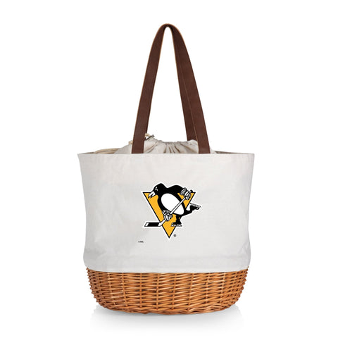 Canvas and Willow Tote - Pittsburgh Penguins Chic Basket and Canvas Bag Licensed - YinzerShop