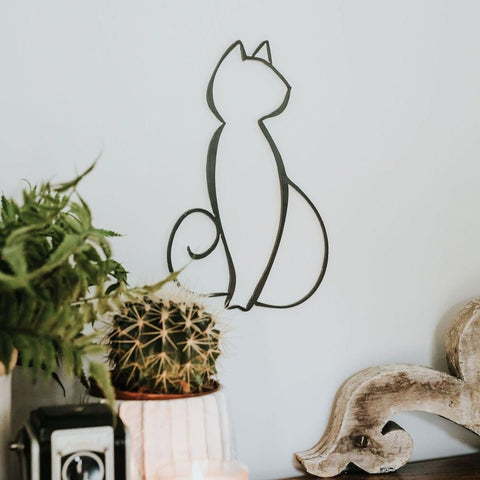 Cat Wall Decor - Rust Resistant Metal Wall Art | Indoor Sign with Velcro Hanging Wall Decor - YinzerShop