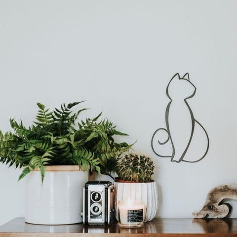 Cat Wall Decor - Rust Resistant Metal Wall Art | Indoor Sign with Velcro Hanging Wall Decor - YinzerShop