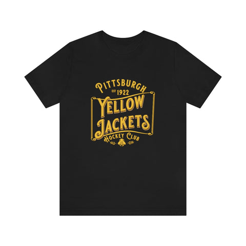 Pittsburgh Yellow Jackets Text T-Shirt (Premium Lightweight)  Vintage Ice Hockey Black S 