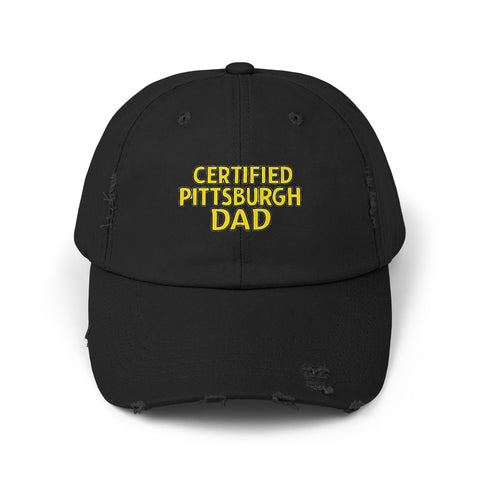 Certified Pittsburgh Dad - Distressed Cap Hats - YinzerShop