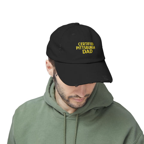 Certified Pittsburgh Dad - Distressed Cap Hats - YinzerShop