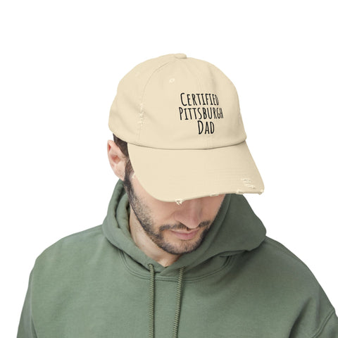 Certified Pittsburgh Dad - Distressed Cap Hats - YinzerShop
