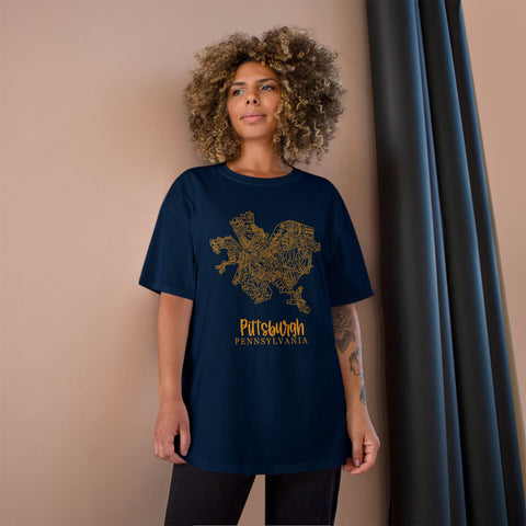 Champion Graphic T-Shirt – Pittsburgh Topo Map Tee | Lightweight Casual Shirt T-Shirt - YinzerShop