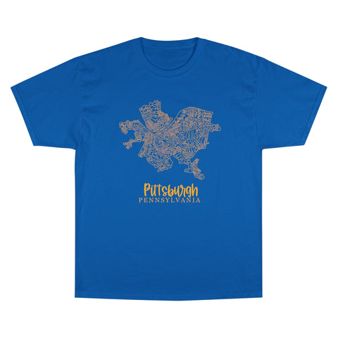 Champion Graphic T-Shirt – Pittsburgh Topo Map Tee | Lightweight Casual Shirt T-Shirt - YinzerShop