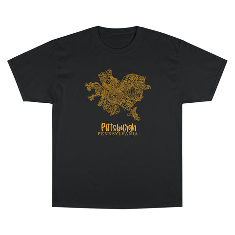Champion Graphic T-Shirt – Pittsburgh Topo Map Tee | Lightweight Casual Shirt T-Shirt - YinzerShop