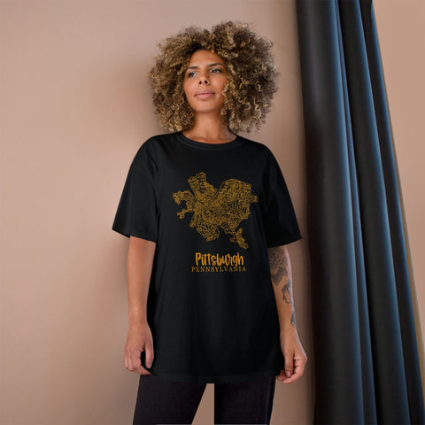 Champion Graphic T-Shirt – Pittsburgh Topo Map Tee | Lightweight Casual Shirt T-Shirt - YinzerShop