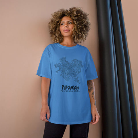 Champion Graphic T-Shirt – Pittsburgh Topo Map Tee | Lightweight Casual Shirt T-Shirt - YinzerShop
