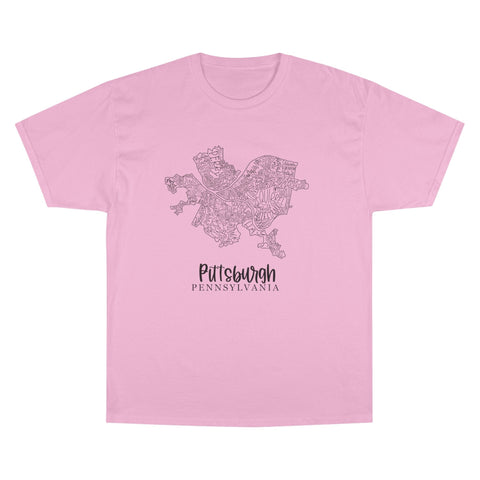 Champion Graphic T-Shirt – Pittsburgh Topo Map Tee | Lightweight Casual Shirt T-Shirt - YinzerShop