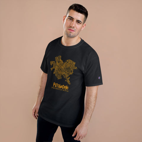 Champion Graphic T-Shirt – Pittsburgh Topo Map Tee | Lightweight Casual Shirt T-Shirt - YinzerShop