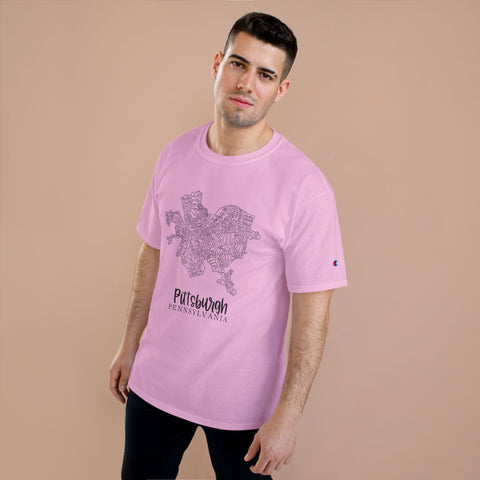 Champion Graphic T-Shirt – Pittsburgh Topo Map Tee | Lightweight Casual Shirt T-Shirt - YinzerShop