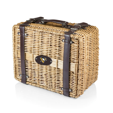 Champion Picnic Basket - Pittsburgh Penguins Wicker Basket Set with Wine and Cheese Licensed - YinzerShop