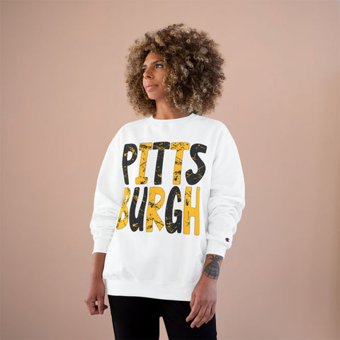 Champion Sweatshirt - Painted Pittsburgh Eco Crewneck With Double Dry Technology Sweatshirt - YinzerShop