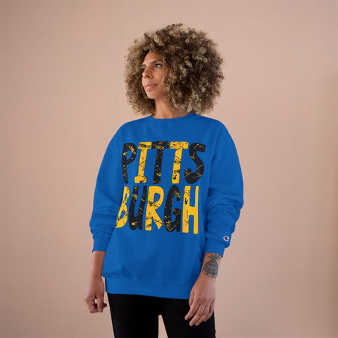 Champion Sweatshirt - Painted Pittsburgh Eco Crewneck With Double Dry Technology Sweatshirt - YinzerShop