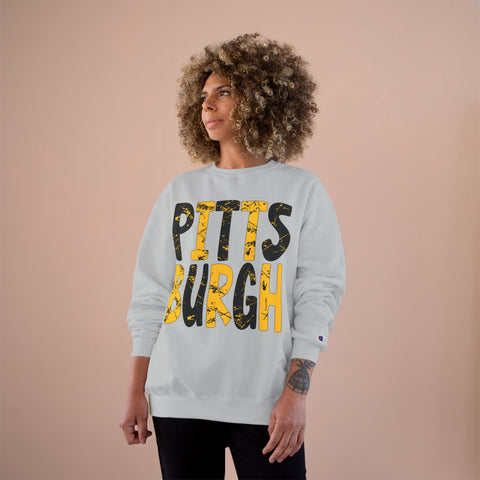 Champion Sweatshirt - Painted Pittsburgh Eco Crewneck With Double Dry Technology Sweatshirt - YinzerShop