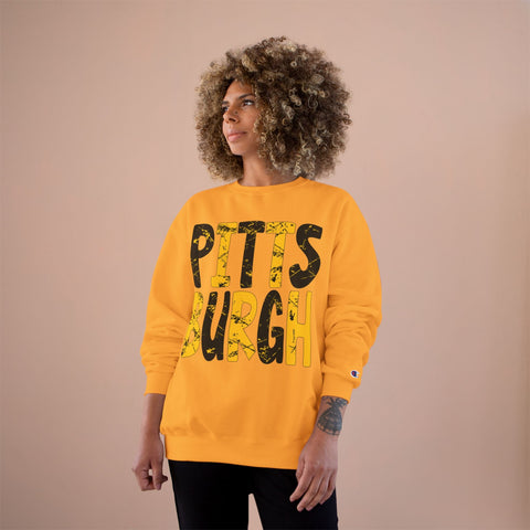 Champion Sweatshirt - Painted Pittsburgh Eco Crewneck With Double Dry Technology Sweatshirt - YinzerShop