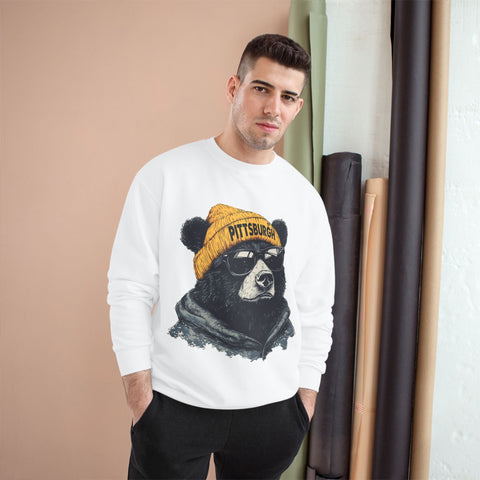 Champion Sweatshirt - Pittsburgh Bear Eco Crew Neck Pullover With Double Dry Technology Sweatshirt - YinzerShop