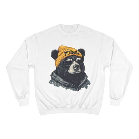 Champion Sweatshirt - Pittsburgh Bear Eco Crew Neck Pullover With Double Dry Technology Sweatshirt - YinzerShop