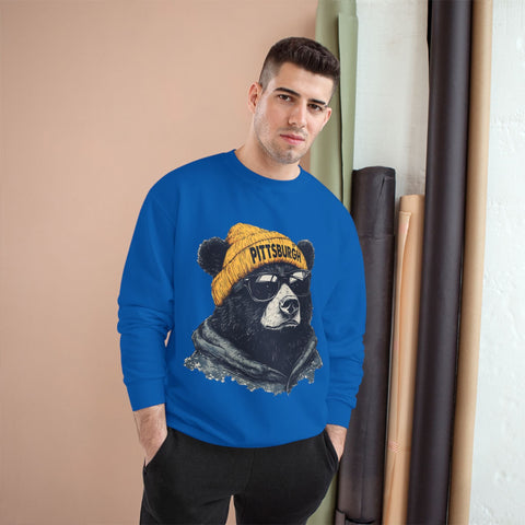Champion Sweatshirt - Pittsburgh Bear Eco Crew Neck Pullover With Double Dry Technology Sweatshirt - YinzerShop