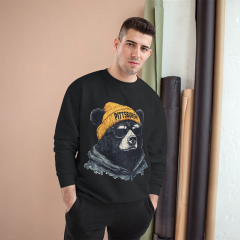 Champion Sweatshirt - Pittsburgh Bear Eco Crew Neck Pullover With Double Dry Technology Sweatshirt - YinzerShop