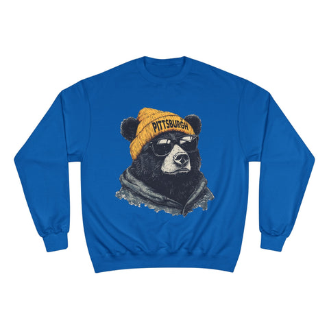 Champion Sweatshirt - Pittsburgh Bear Eco Crew Neck Pullover With Double Dry Technology Sweatshirt - YinzerShop