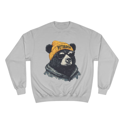 Champion Sweatshirt - Pittsburgh Bear Eco Crew Neck Pullover With Double Dry Technology Sweatshirt - YinzerShop
