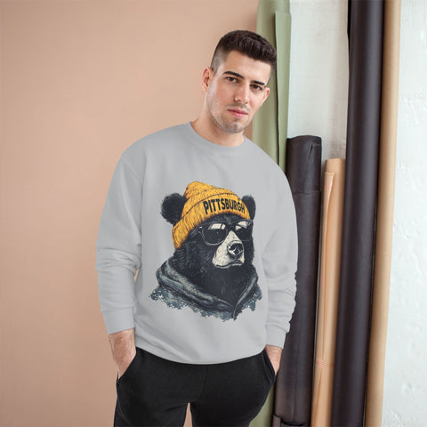 Champion Sweatshirt - Pittsburgh Bear Eco Crew Neck Pullover With Double Dry Technology Sweatshirt - YinzerShop