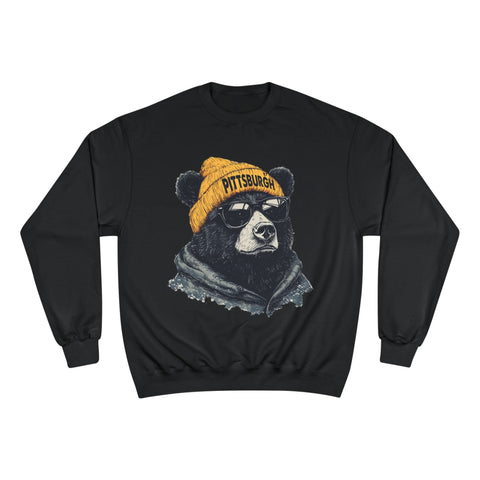 Champion Sweatshirt - Pittsburgh Bear Eco Crew Neck Pullover With Double Dry Technology Sweatshirt - YinzerShop