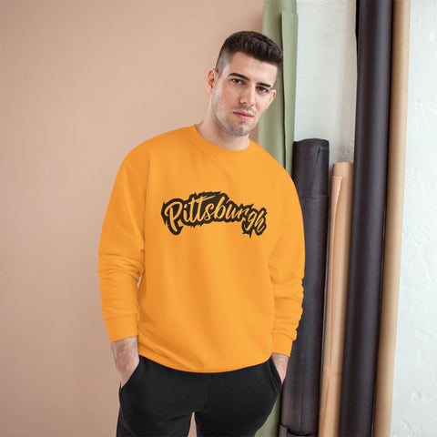 Champion Sweatshirt - Pittsburgh Grunge Eco Crewneck | Warm Winter Sweatshirt Sweatshirt - YinzerShop