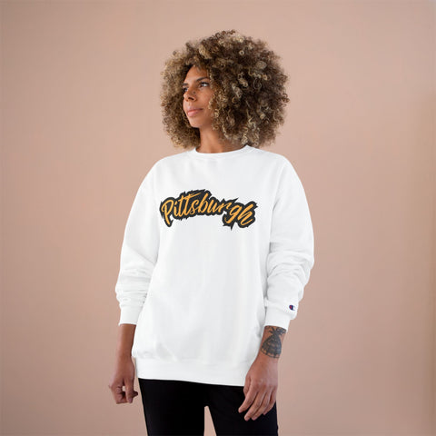 Champion Sweatshirt - Pittsburgh Grunge Eco Crewneck | Warm Winter Sweatshirt Sweatshirt - YinzerShop
