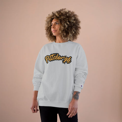 Champion Sweatshirt - Pittsburgh Grunge Eco Crewneck | Warm Winter Sweatshirt Sweatshirt - YinzerShop