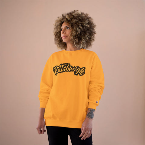 Champion Sweatshirt - Pittsburgh Grunge Eco Crewneck | Warm Winter Sweatshirt Sweatshirt - YinzerShop